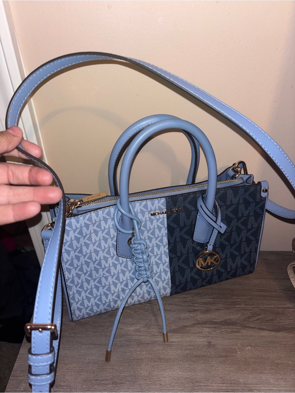 Michael Kors Two-Tone Blue Signature Satchel